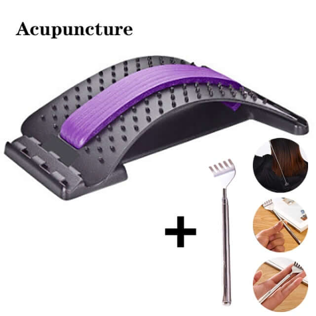 Purple and black acupuncture multi-level adjustable back massager plus oar