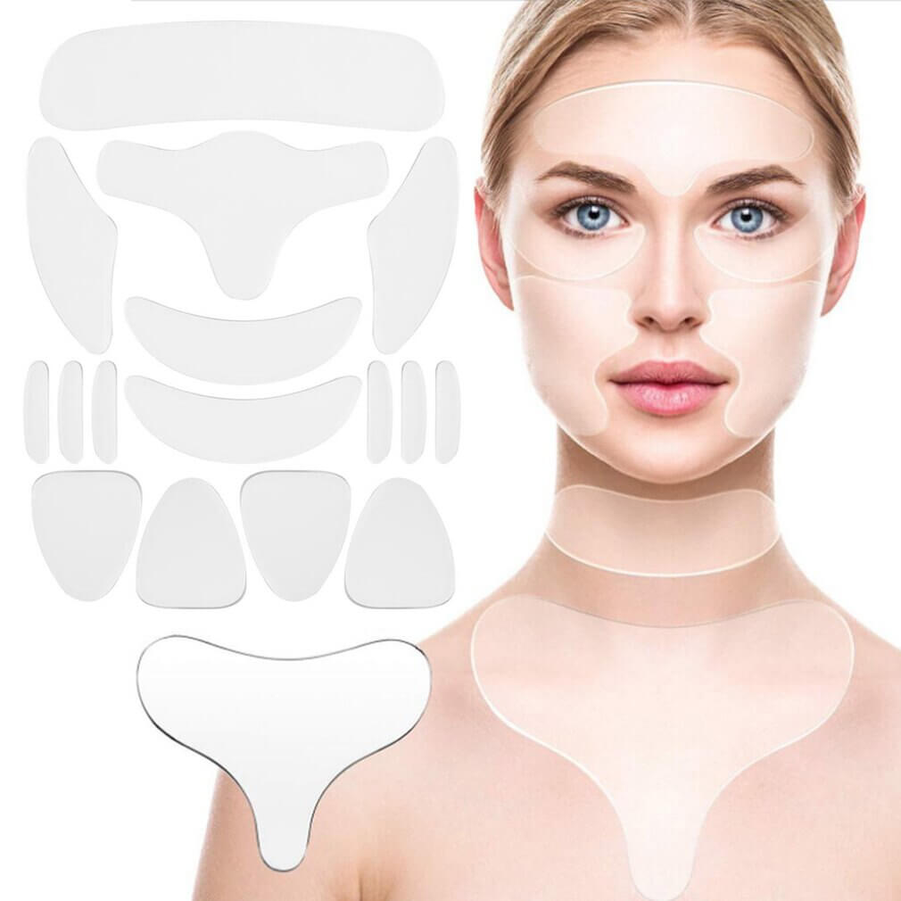 Reusable anti-wrinkle face and chest patches - 17 pcs set