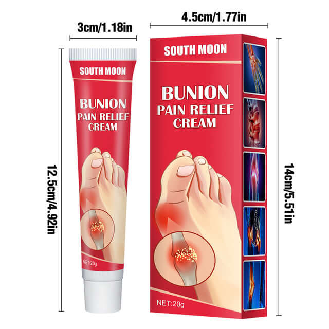 Sizes of a tube-and the box of bunion joint pain relief cream