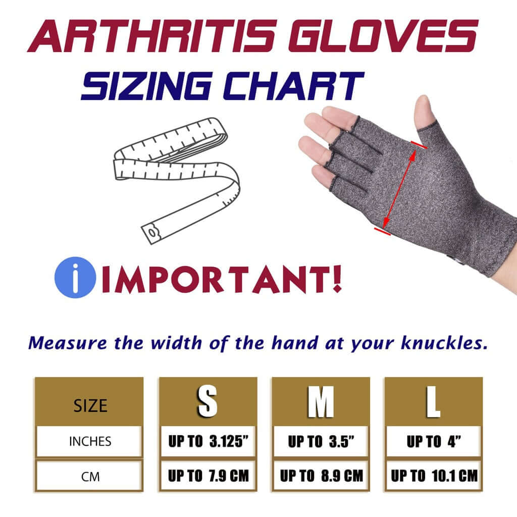 Sizes of copper arthritis compression gloves