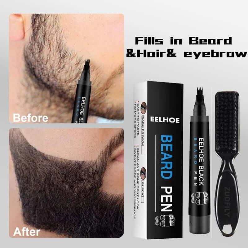 The 4 tip beard filler pen can be used to fill beard, hair and eyebrows