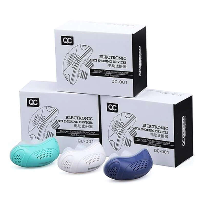  Three colors of anti-snoring devices andtheir boxes