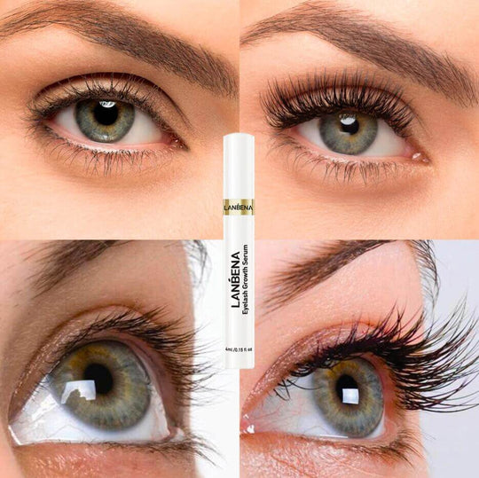 Lanbena premium lash growth serum before and after use of premiun lash growth serum