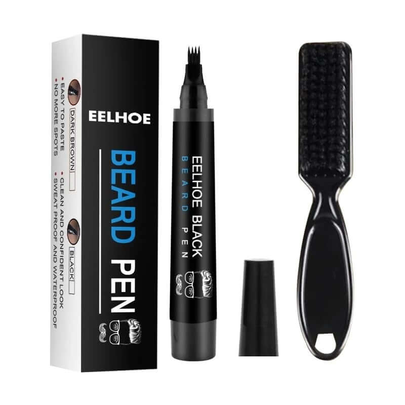 Uncapped 4 tip beard filler pen for men and a brush