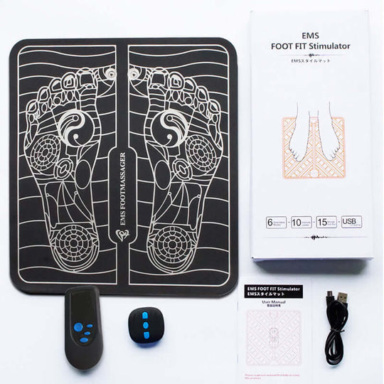 What is included in the package of EMS foot massager for pain relief 